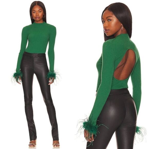 Lovers And friends Relena Feather Open Back Top XS $228 - Picture 1 of 12
